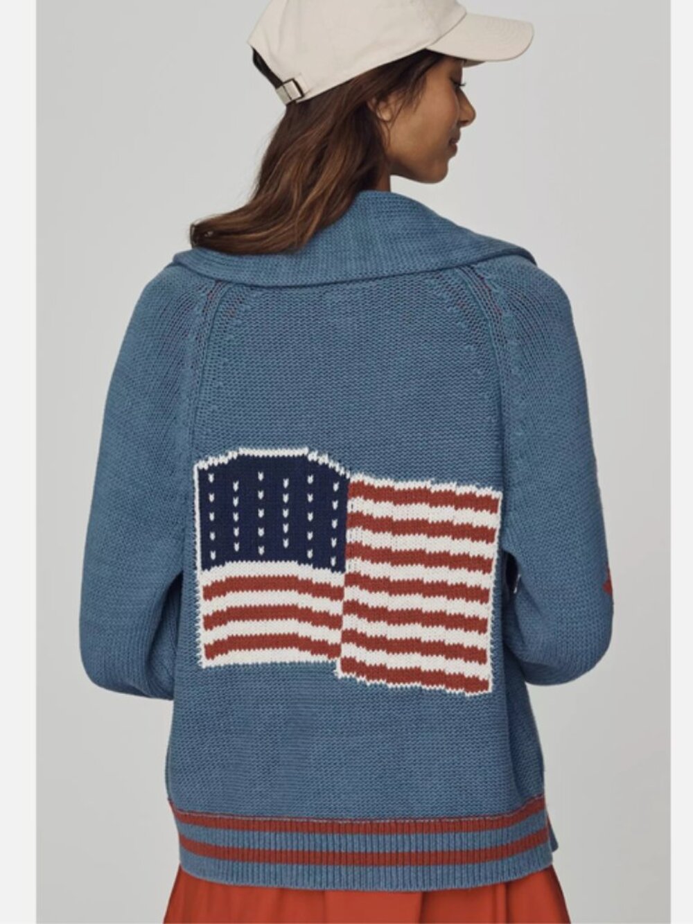Anthropologie Maeve American Flag Cardigan Sweater Size XS NWT Blue Patriotic